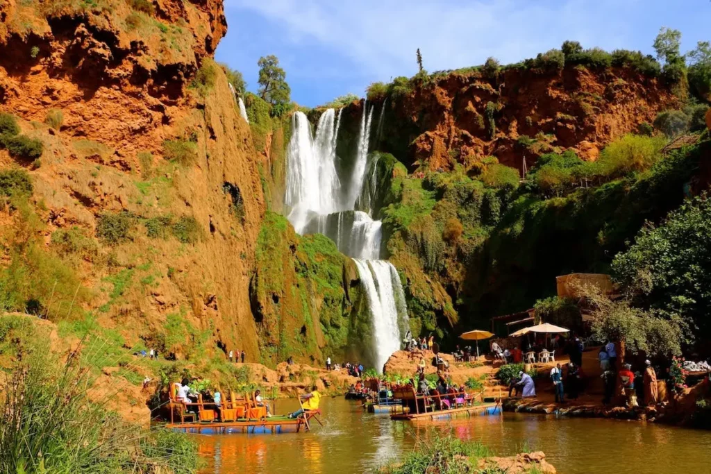 The Ouzoud waterfalls Excursion From Marrakech are about 180km from Marrakech, so it's not a far day trip. However, it takes about three hours to get there because the road goes through hills. That's why we have to start early, at 8.30 a.m.. We'll be able to admire the breathtaking views along the way.