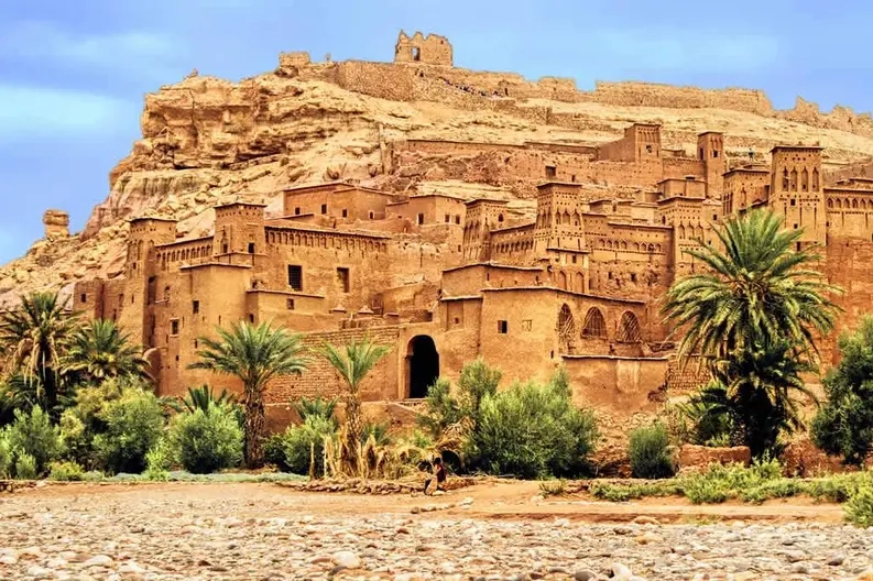 full-day excursion to the enchanting Ait Ben Haddou and Ouarzazate with Mythic Morocco Tours, where the magic begins at 7:30 am with our driver-guide picking you up from your hotel. The day unfolds with a scenic four-hour drive, treating you to breathtaking mountain vistas as we traverse the Tiz'n'Tichka pass.