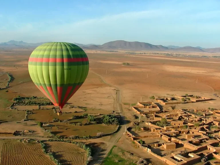 Marrakech Hot Air Balloon Flight From Marrakech an extraordinary journey with our Mythic Tour – soar above Marrakech in a hot air balloon for an unforgettable adventure. Marvel at breathtaking views and make memories that will last a lifetime." Witness breathtaking views and experience the magic of a unique aerial perspective. Elevate your travel experience with this exceptional hot air balloon ride over Marrakech. Hot Air Balloon Flight From Marrakech