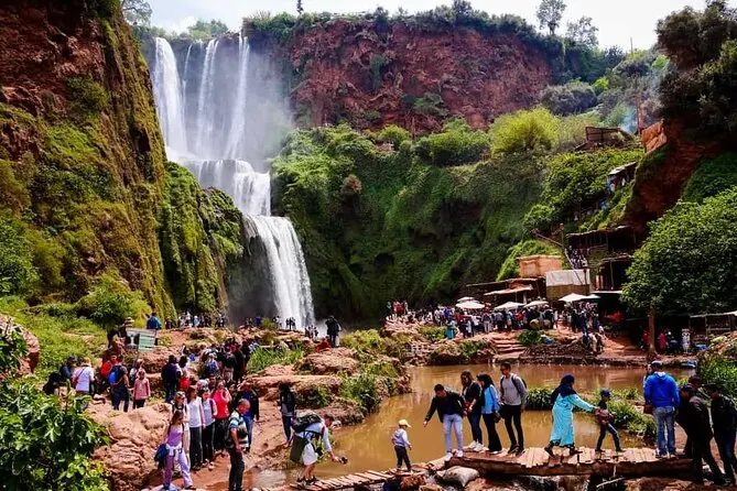 Ouzoud Falls Morocco surrounded by lush green landscapes