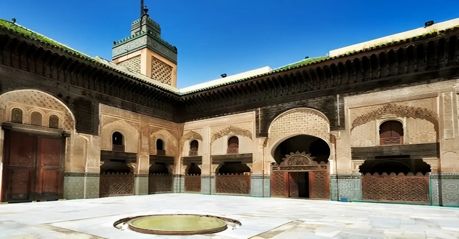 Bou Inania Madrasa Fes zellige cedarwood Marinid architecture