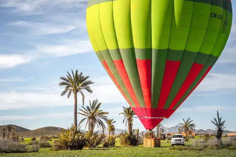 Marrakech hot air balloon experience at sunrise with Atlas Mountain panoramas