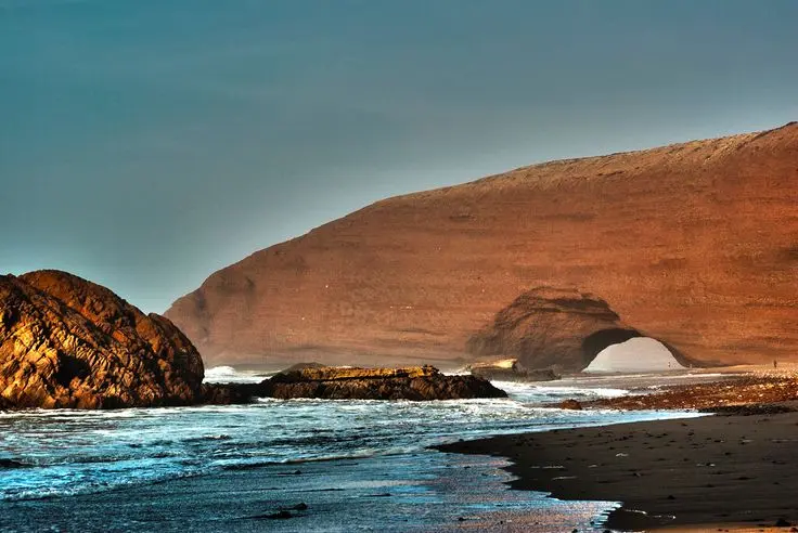 Legzira Beach Atlantic coast cliffs on a private southern Morocco tour from Agadir