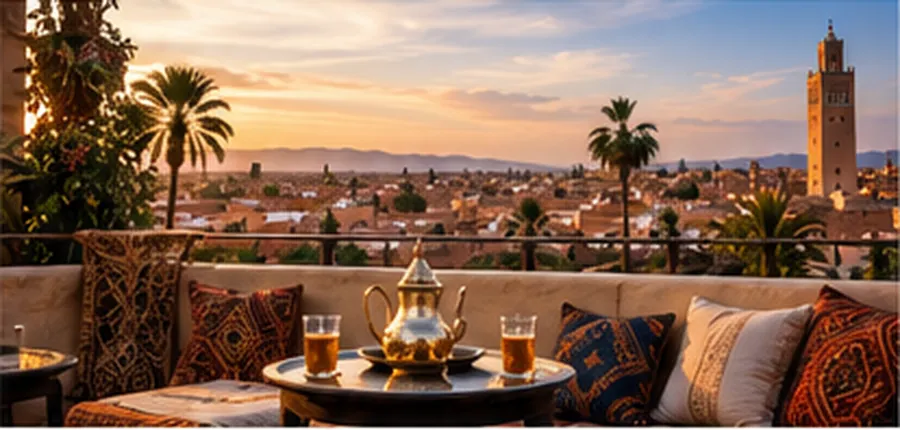 Luxury Marrakech rooftop terrace with views across the city
