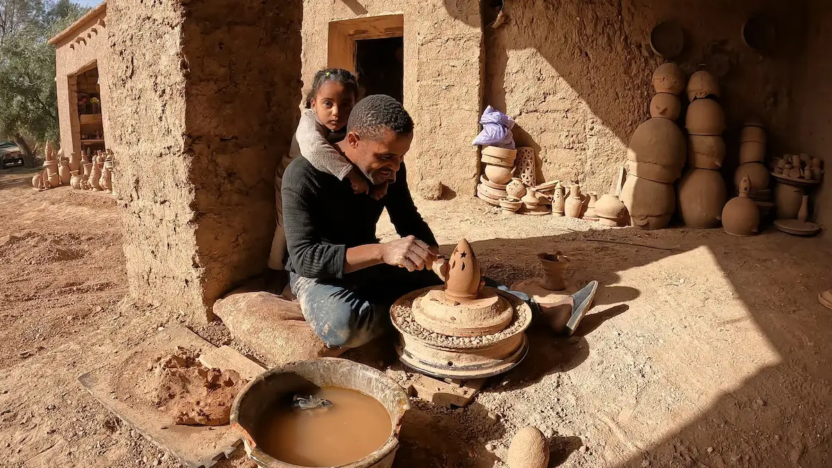 Traditional pottery workshop in Skoura Morocco